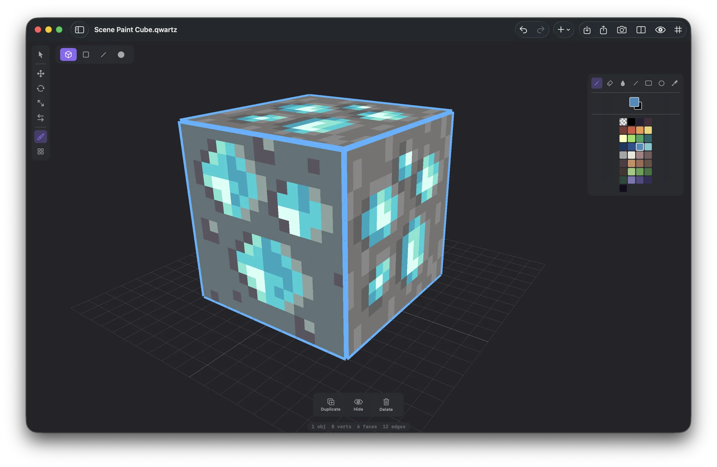 Qwartz on Mac — main editor
